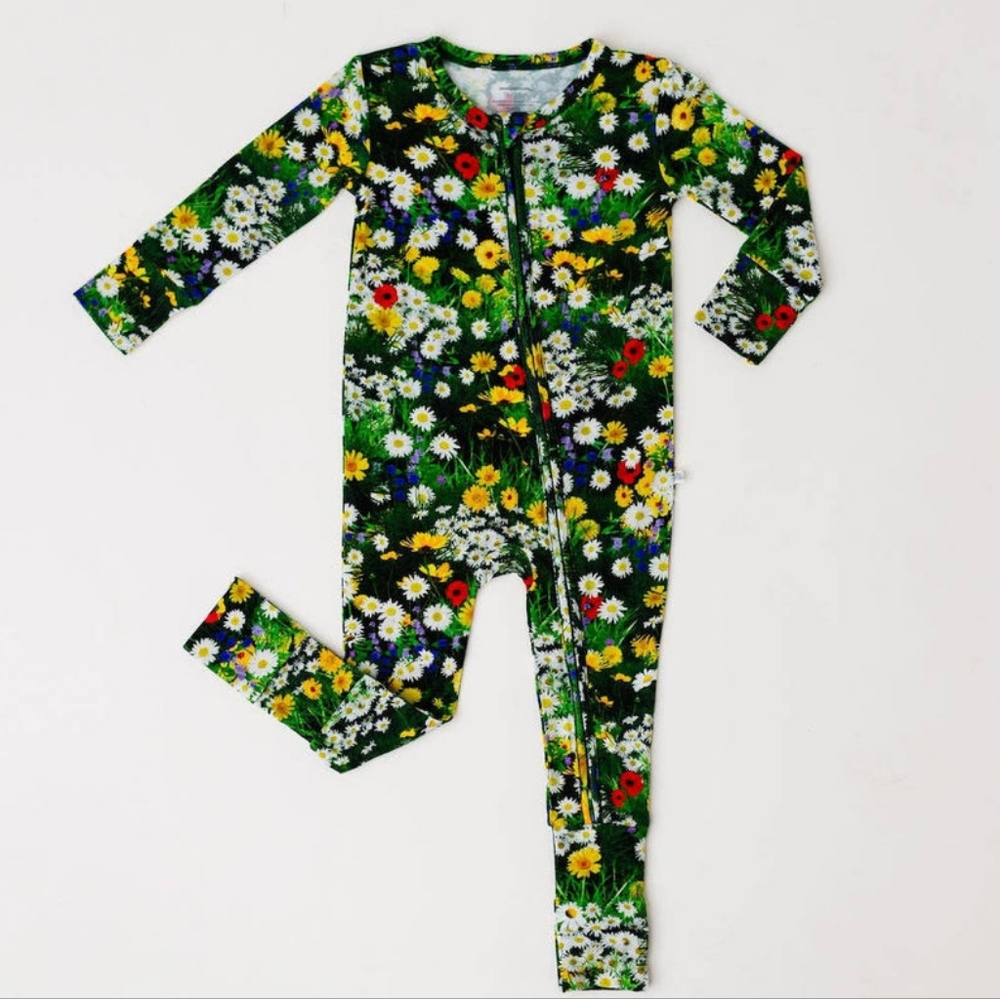 Muse Threads Bamboo Zip Convertible Footie - Wildflowers